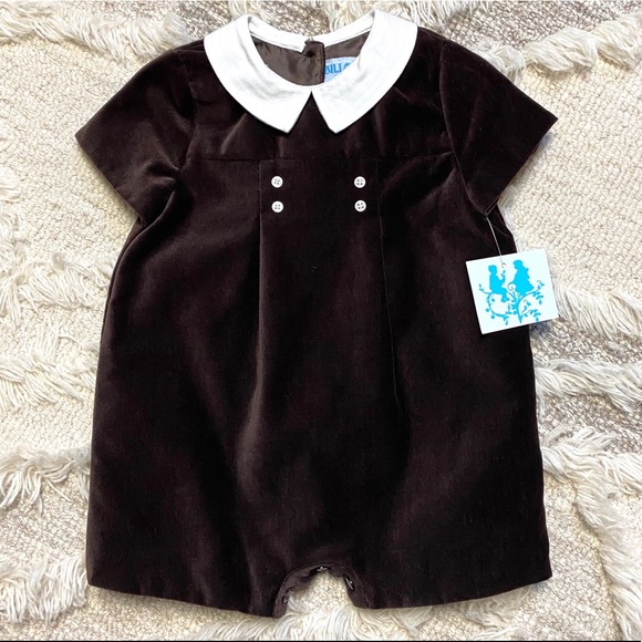 LULI & ME Velvet Jon Jon Romper-NWT
